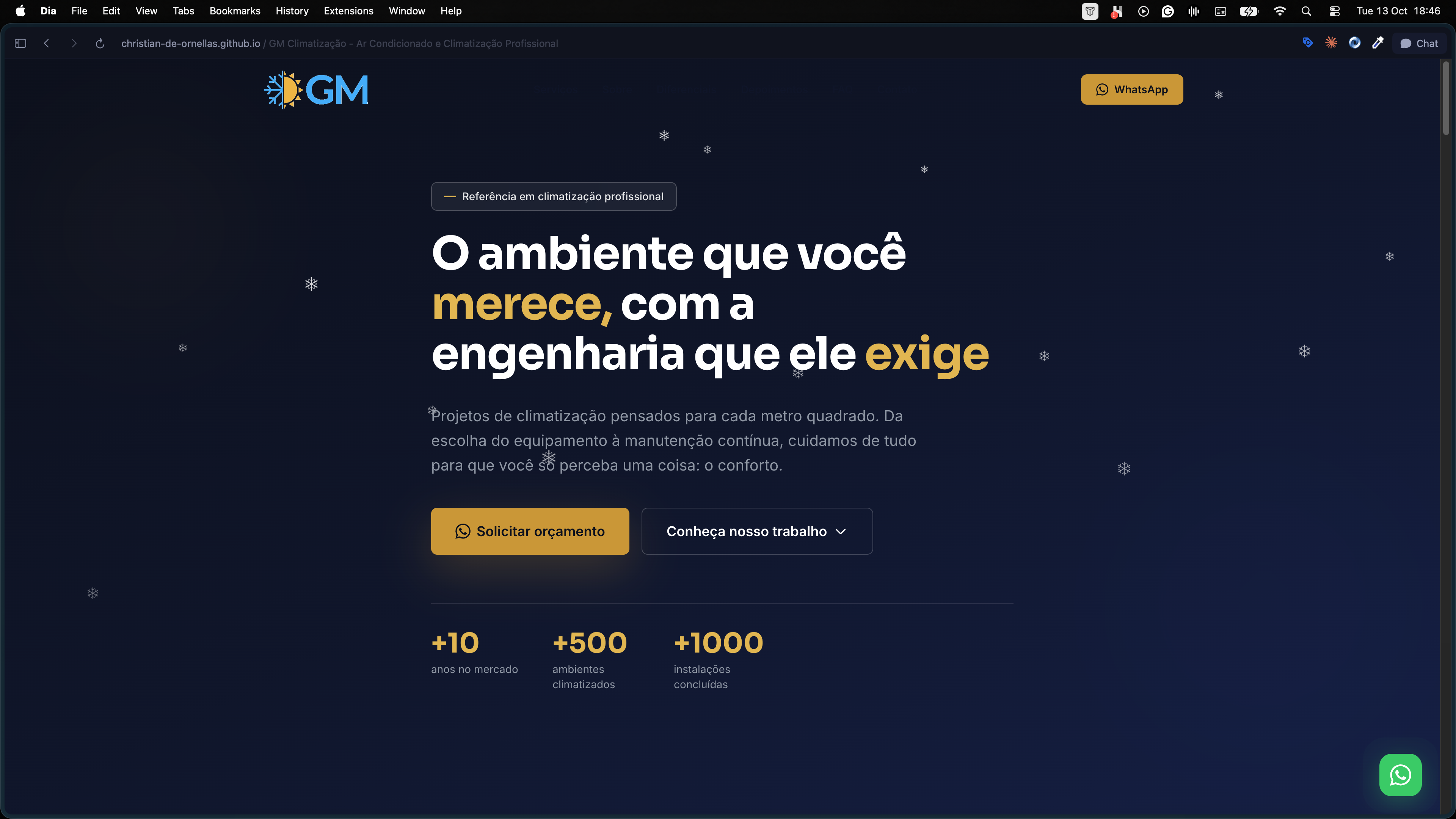 Screenshot do projeto GM Climatização