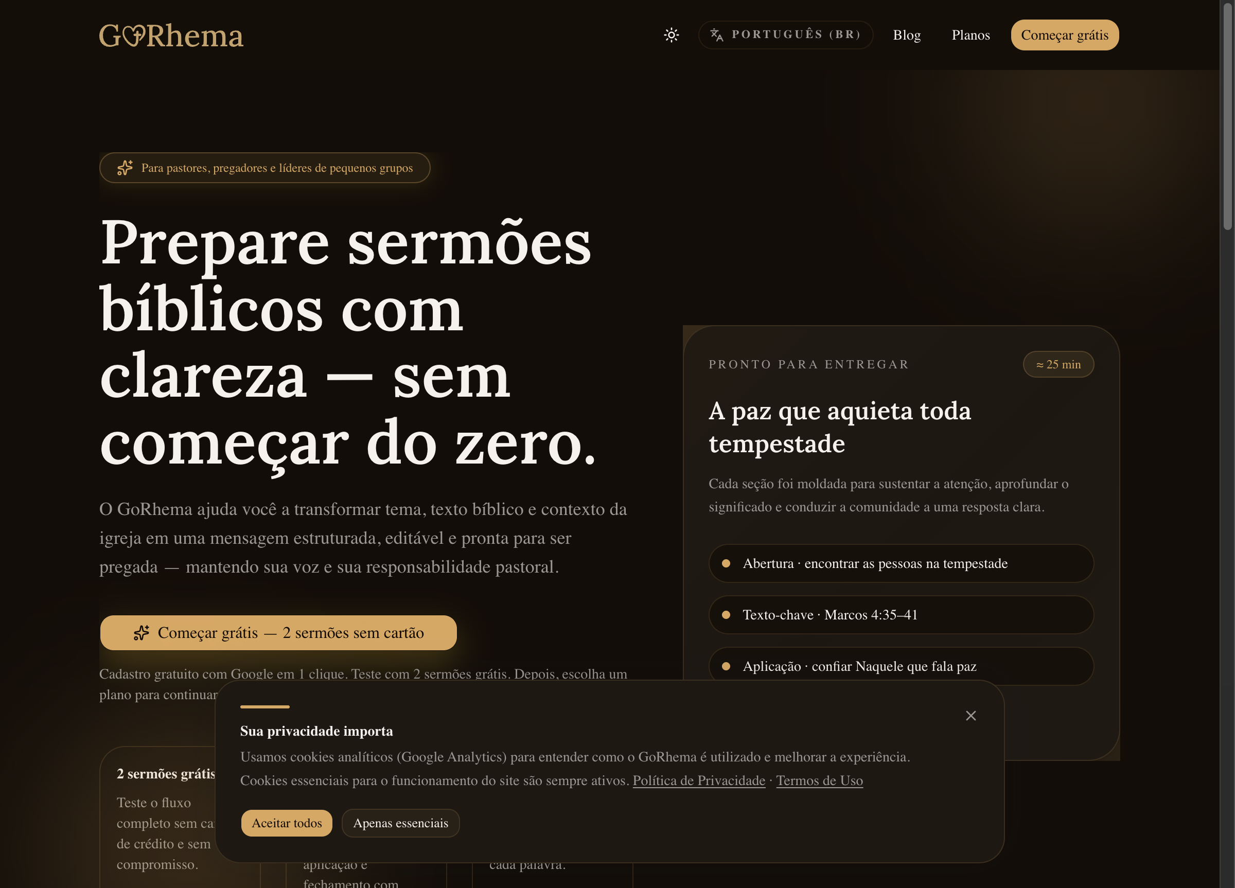 Screenshot do projeto GoRhema