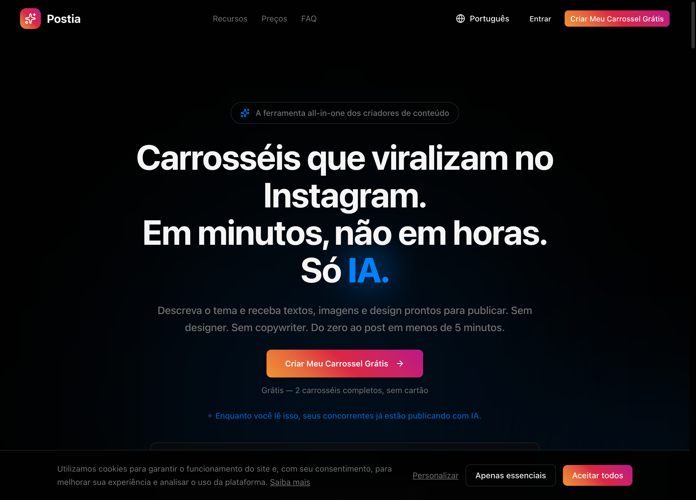 Screenshot do projeto Postia